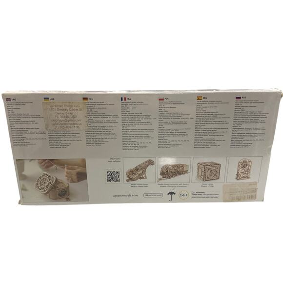 New UGears Mechanical Wooden Treasure Box 3D Puzzle Model 190 Piece Sealed - Picture 4 of 5